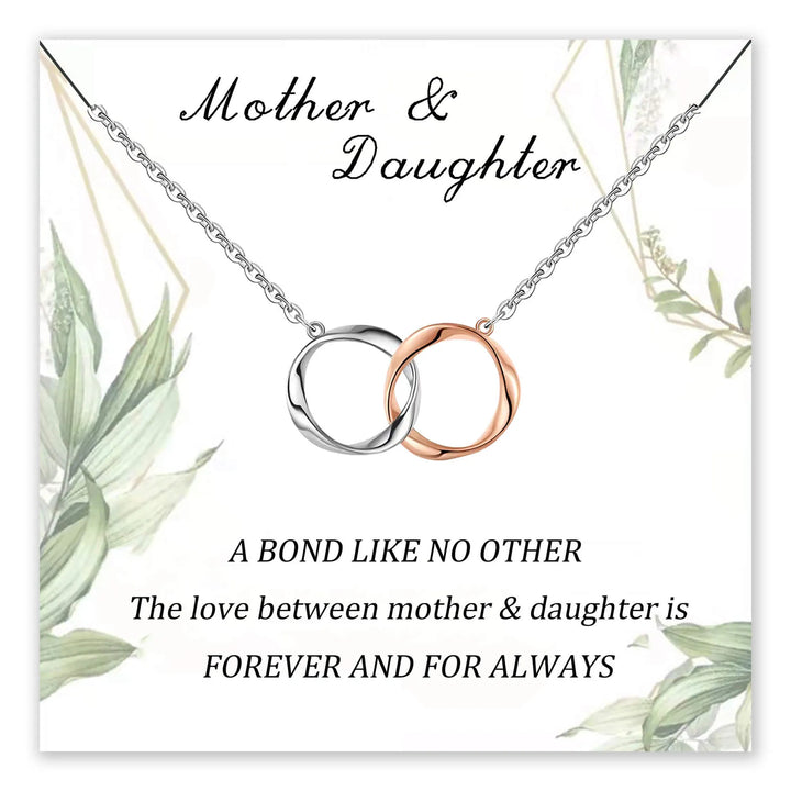 Mother and daughter necklace with two interlocking circles