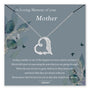 Memorial necklace with heart and angel wing design