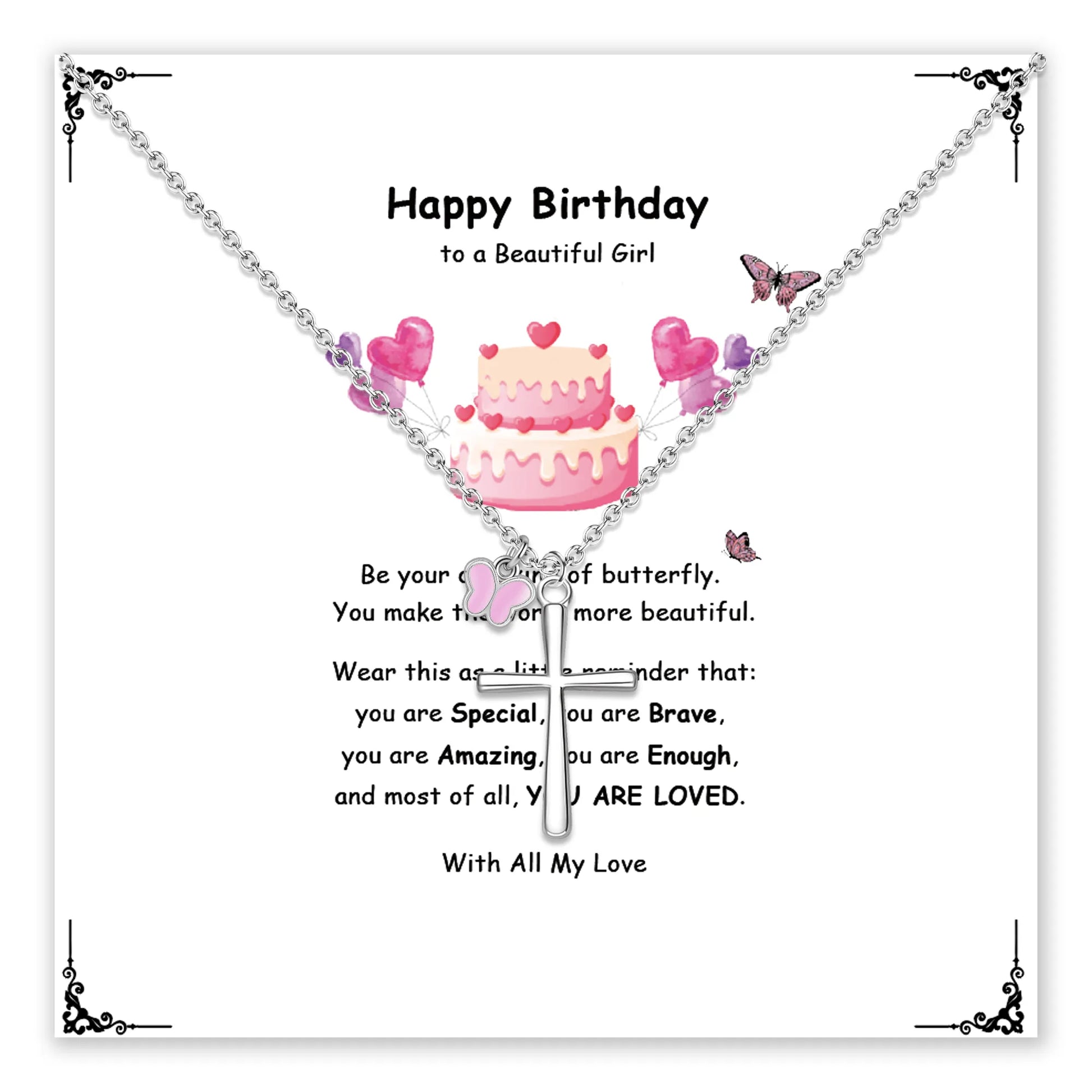 Beloved Cross Birthday Necklace for Girls