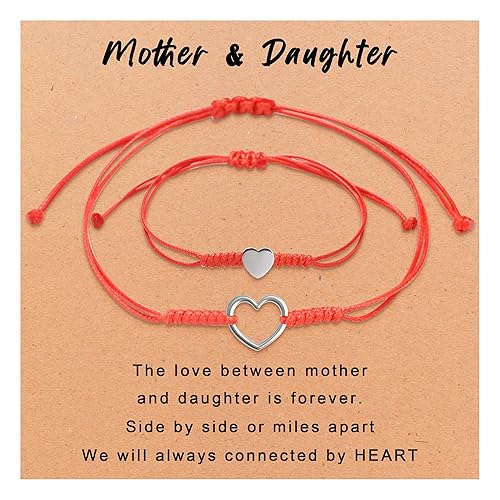 Red string bracelet red bracelet for protection matching heart bracelets friendship bracelets for teen girls as mother daughter bracelets, couples, sisters and friends