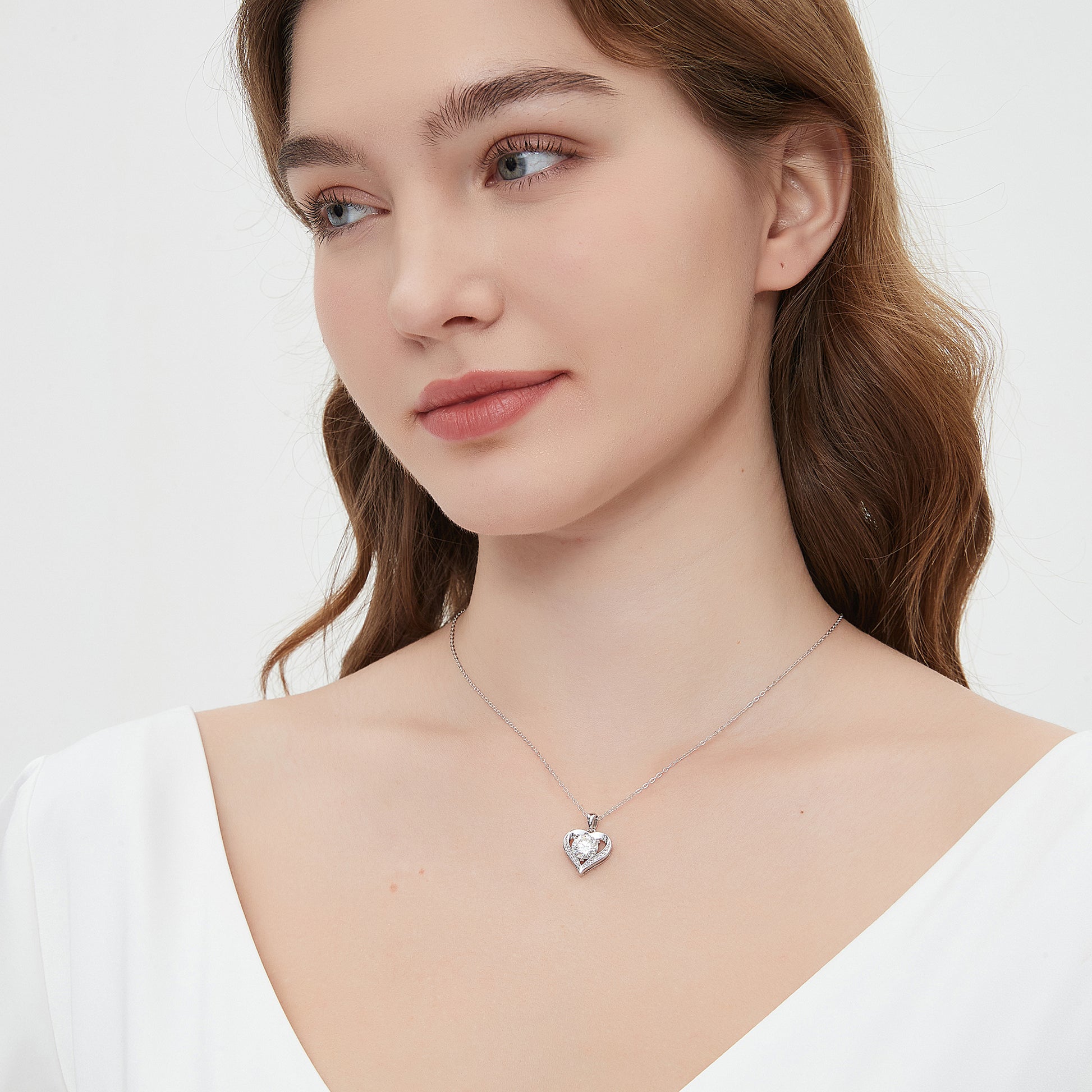 1ct Moissanite Heart Necklace for Women