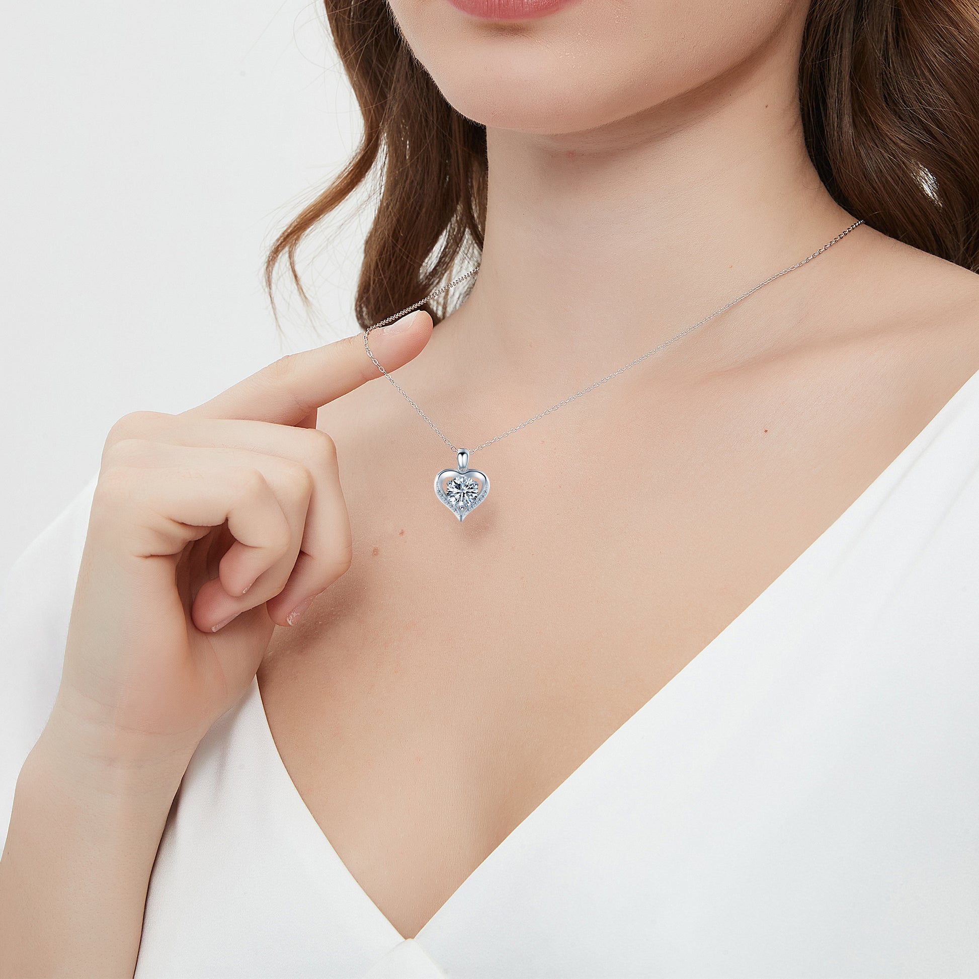 1ct Moissanite Heart Necklace for Women
