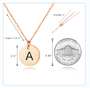 Gold initial charm and necklace dimensions