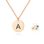 Rose gold initial charm shown on a compatible customizable necklace