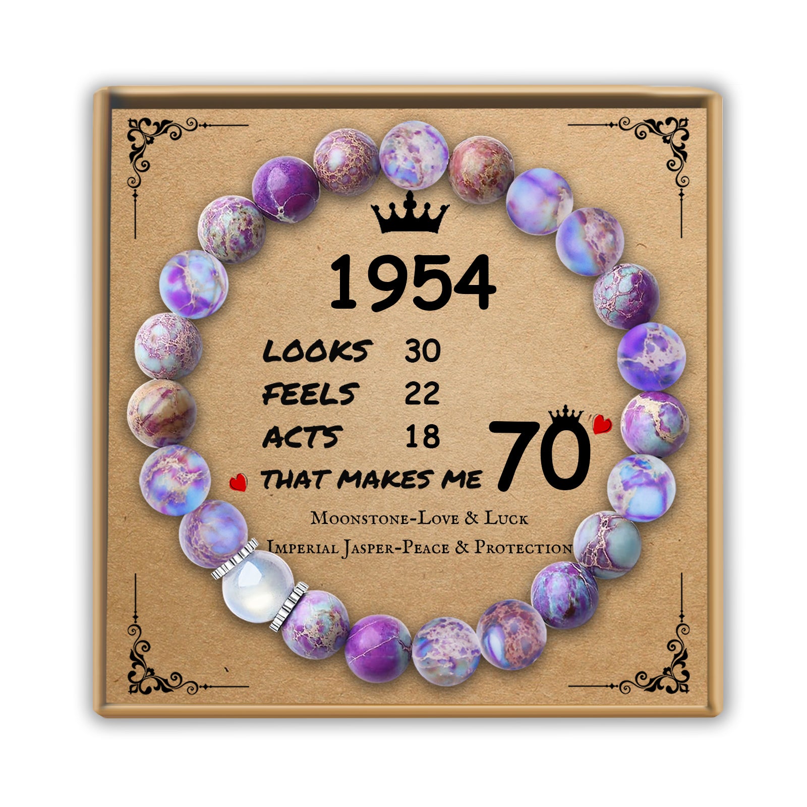 Sereney Birthday Gifts for Women, Beaded Bracelets as 30 60 70 Year Old Birthday Gift, Adjustable Stone Stretch Bracelet as Happy Birthday Gifts for Daughter Mom Grandma Sister Wife Girlfriend