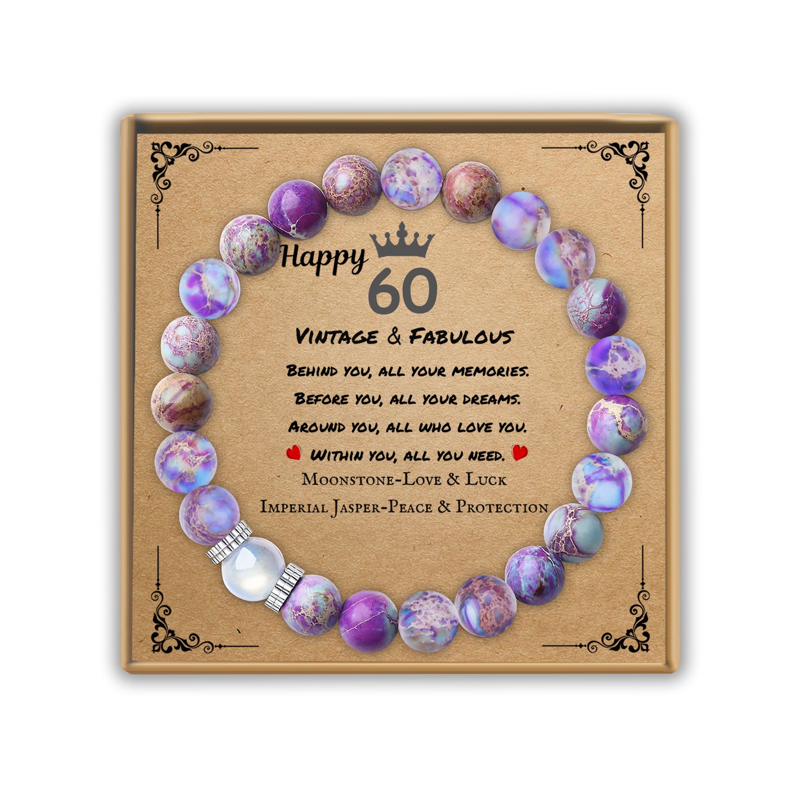 Sereney Birthday Gifts for Women, Beaded Bracelets as 30 60 70 Year Old Birthday Gift, Adjustable Stone Stretch Bracelet as Happy Birthday Gifts for Daughter Mom Grandma Sister Wife Girlfriend