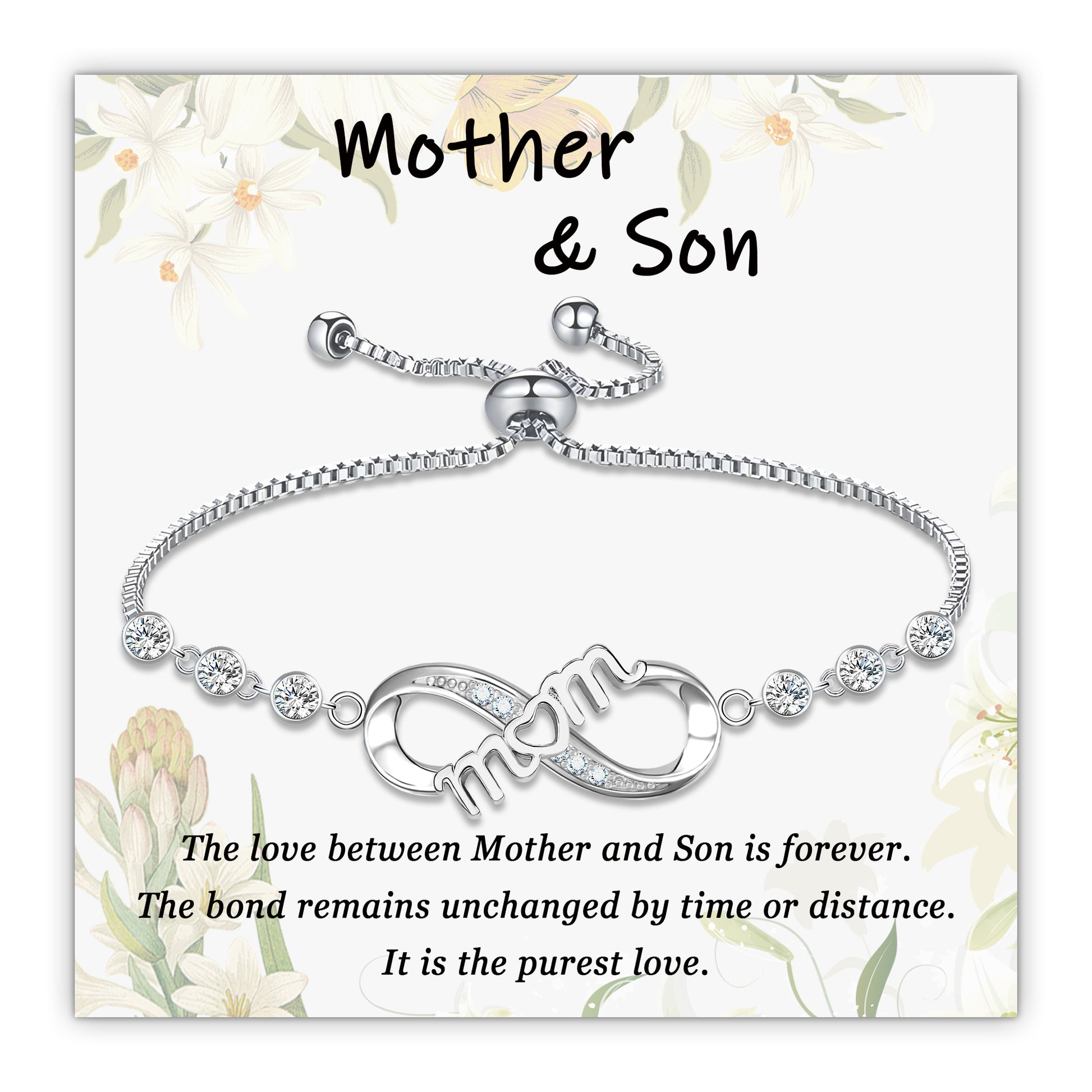 Pulseras Sereney para madre e hija, pulseras a juego para madre e hija, pulseras infinitas de plata para madre e hija, regalo de cumpleaños para niñas de regreso a la escuela de mamá/abuela de