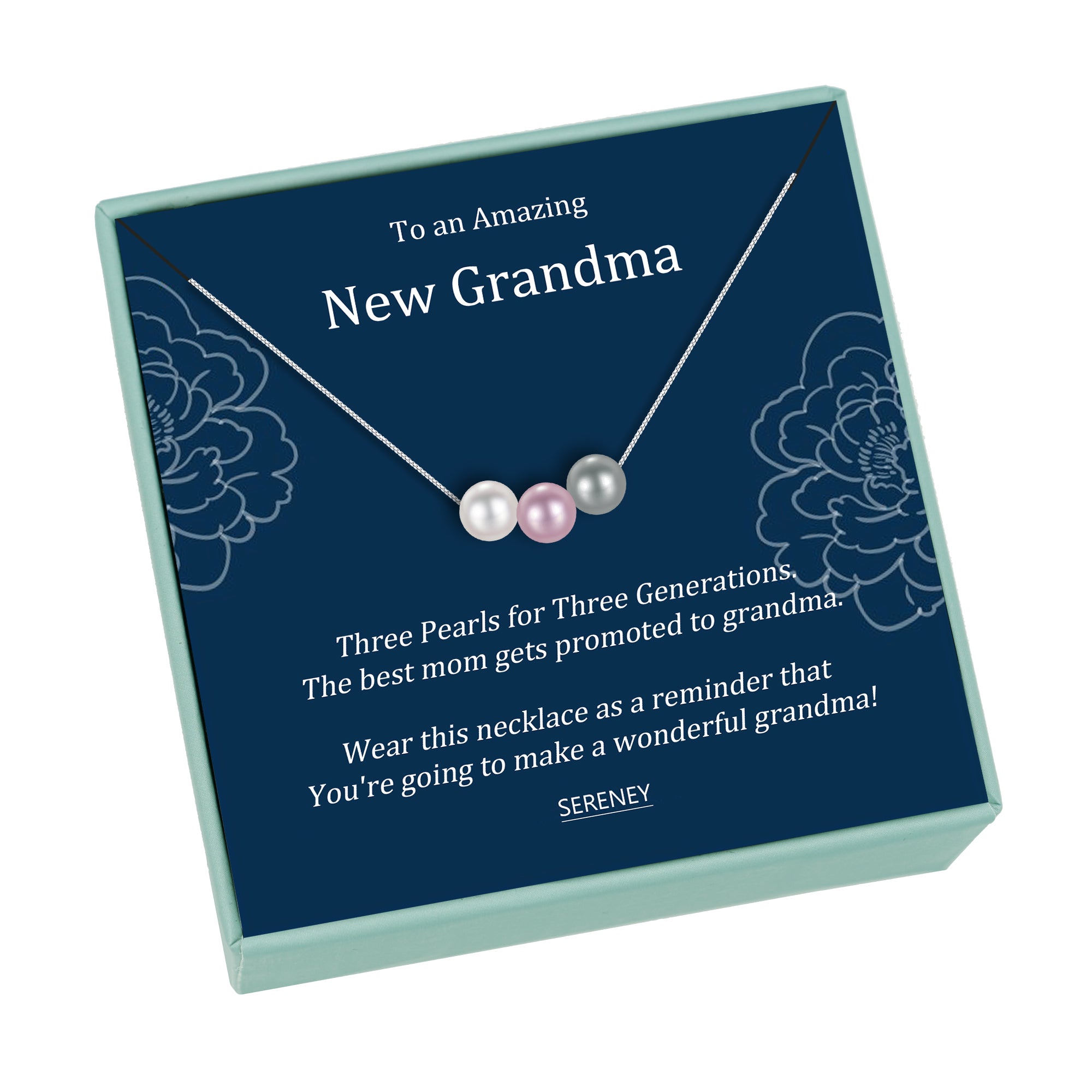 Sereney Sterling Silver Necklace as New Grandma Gifts, Grandma Birthday Gift as First Time Grandmother Gift, 3 Pearl Necklace for New Grandma as Soon to Be Grandma Gifts