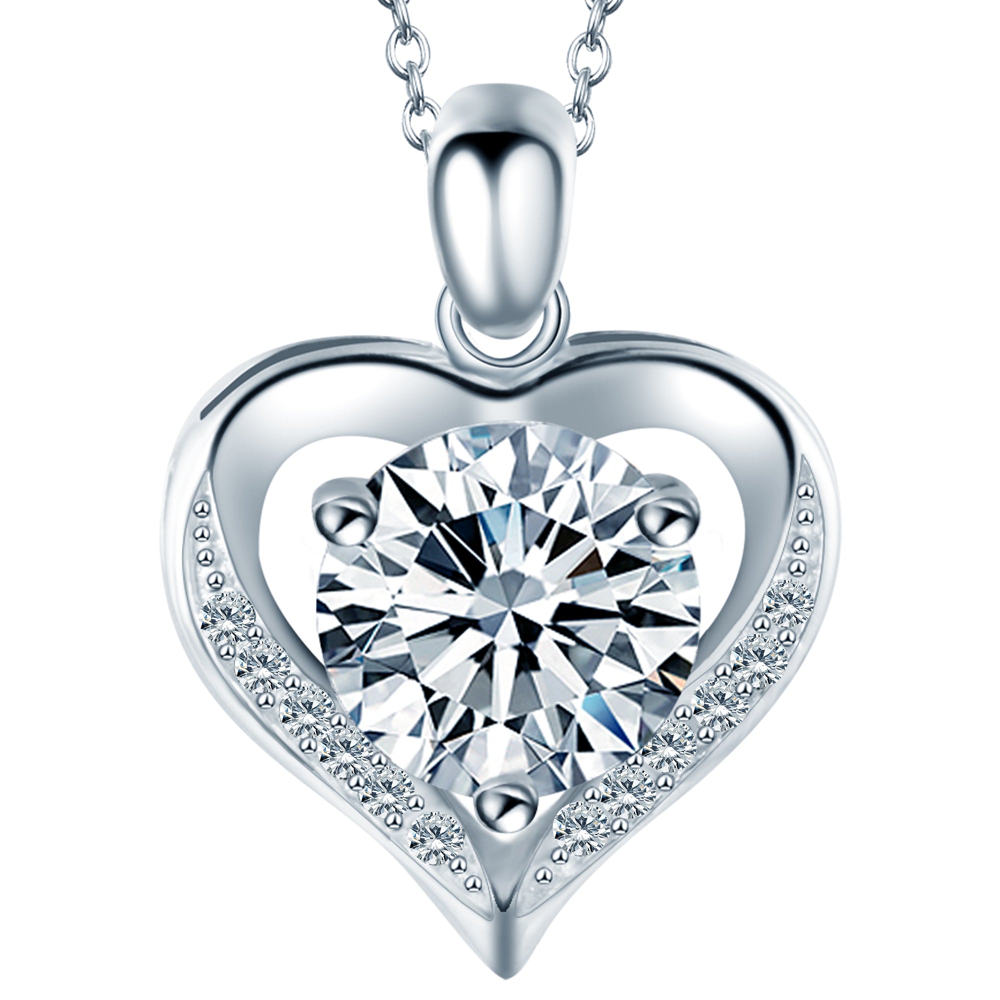 1ct Moissanite Heart Necklace for Women