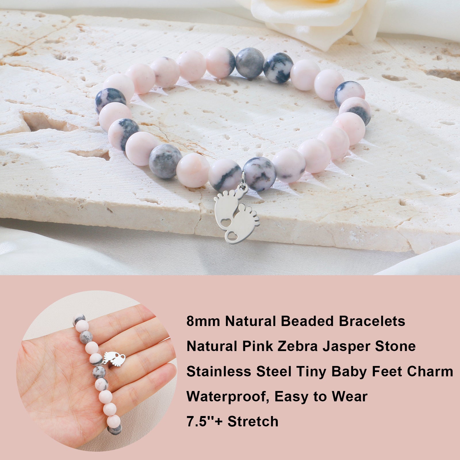 Pink Zebra New Mom Bracelet