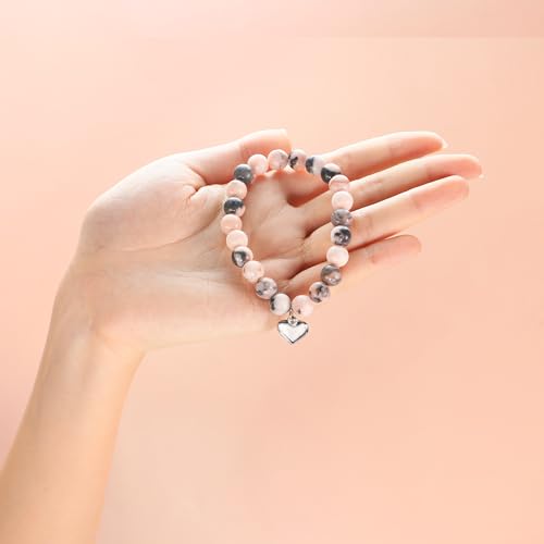Pulsera inspiradora como regalo increíble para mujeres fuertes, pulsera de piedra natural rosa como regalo único de aliento para la sobriedad para adolescentes, pulsera curativa para regalos motivacionales de cumpleaños