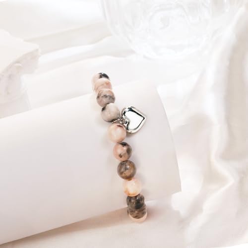 Pulsera inspiradora como regalo increíble para mujeres fuertes, pulsera de piedra natural rosa como regalo único de aliento para la sobriedad para adolescentes, pulsera curativa para regalos motivacionales de cumpleaños