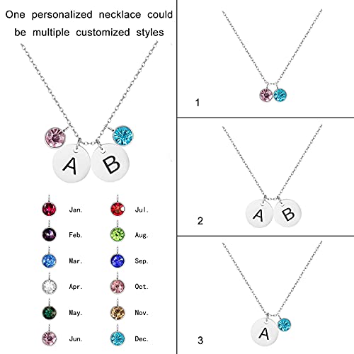 Collares con iniciales para mujer, collar con letras personalizadas y piedras de nacimiento, regalo personalizado para mamá con las iniciales de los niños, collar con alas de ángel para niñas como regalo de regreso a la escuela para amigos de Sereney