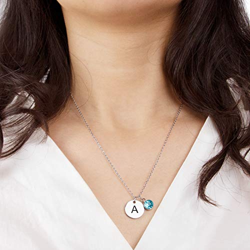Collares con iniciales para mujer, collar con letras personalizadas y piedras de nacimiento, regalo personalizado para mamá con las iniciales de los niños, collar con alas de ángel para niñas como regalo de regreso a la escuela para amigos de Sereney