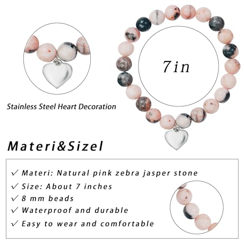 Pulsera inspiradora como regalo increíble para mujeres fuertes, pulsera de piedra natural rosa como regalo único de aliento para la sobriedad para adolescentes, pulsera curativa para regalos motivacionales de cumpleaños