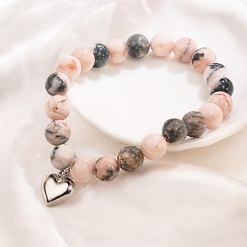 Pulsera inspiradora como regalo increíble para mujeres fuertes, pulsera de piedra natural rosa como regalo único de aliento para la sobriedad para adolescentes, pulsera curativa para regalos motivacionales de cumpleaños