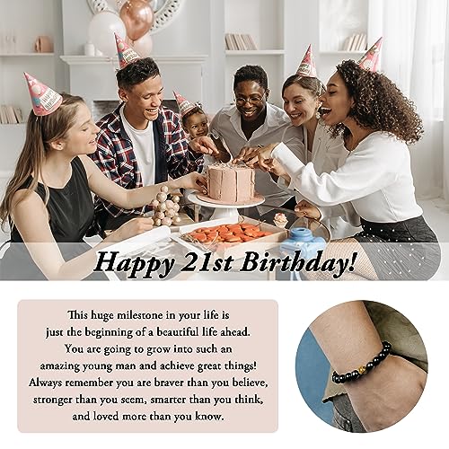 Sereney Happy 21st Birthday Gifts for Him,Adjustable Triple Protection Bracelet as 21 Year Old Birthday Gifts for Men Boys,21st Bday Jewelry Gifts for Boyfriend Husband Son Grandson