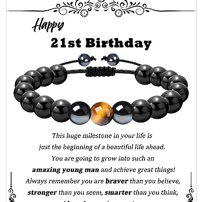 Sereney Happy 21st Birthday Gifts for Him,Adjustable Triple Protection Bracelet as 21 Year Old Birthday Gifts for Men Boys,21st Bday Jewelry Gifts for Boyfriend Husband Son Grandson