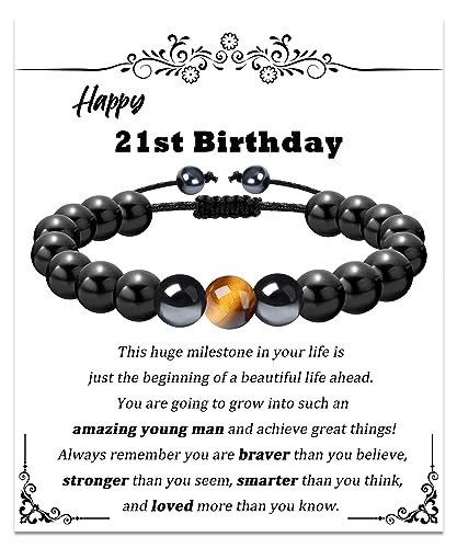 Sereney Happy 21st Birthday Gifts for Him,Adjustable Triple Protection Bracelet as 21 Year Old Birthday Gifts for Men Boys,21st Bday Jewelry Gifts for Boyfriend Husband Son Grandson