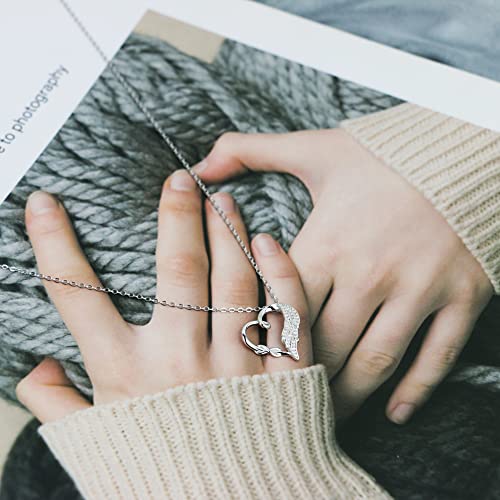 Sympathy gifts for loss of mother, 925 sterling silver angel wing infinity love heart pendant necklace as memorial bereavement condolence remembrance funeral gifts for loss mom from Sereney