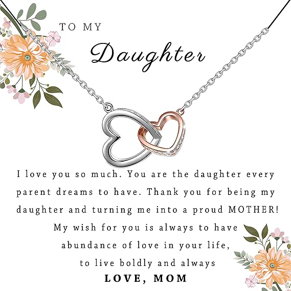 Sereney V Day Gifts for Daughter from Dad Mom, to My Daughter Necklace as Daughter Fahter Gifts from Dad, Mother Daughter Necklace as Brithday Gift for Daughter