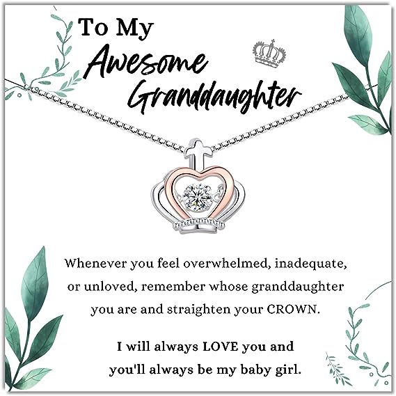 Daughter necklace from mom and dad, To my badass daughter necklace crown necklace for women, Daughter birthday gifts from mom, Necklace to daughter from father, Back to School gifts for girls from SmileBelle